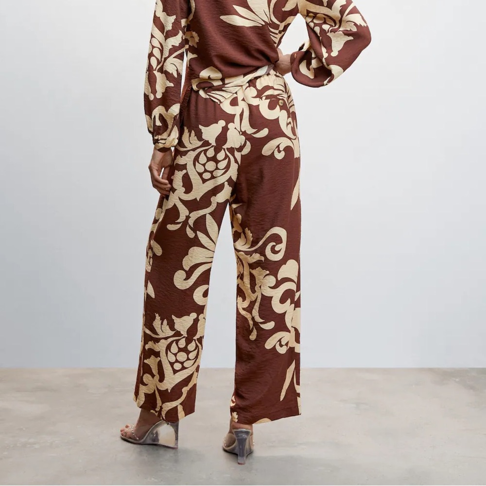 Mango Wide-Leg Printed Pants XL - Picture 5 of 8